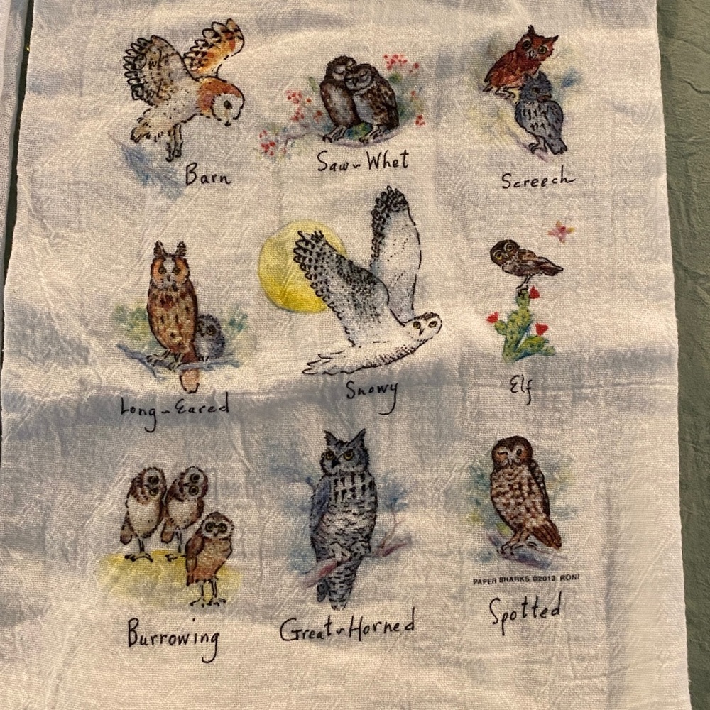 Set of Bird & Owl Print Flour Sack/Tea Towels, perfect for nature lovers - Picture 3 of 5